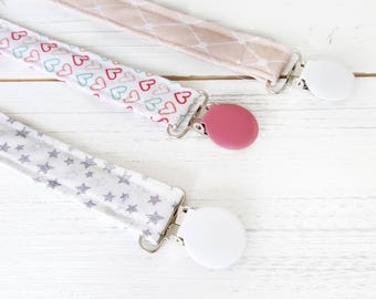Pacifier Clip - Dummy Chain - Dummy Clip - Toy Clip - Fabric Dummy Holder - Soother Clip- Baby Girl Essential - New Baby Must Have - UK