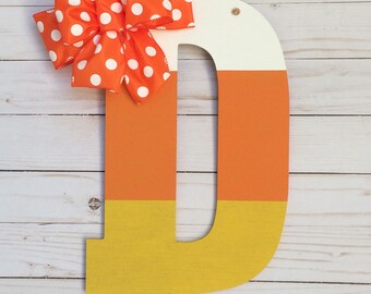 Fall Door Hanger - Monogram Door Hanger - Halloween Door Decor - Fall Door Decor - Monogram Wall Hanging - Candy Corn Decor - Harvest Decor