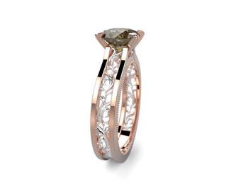 14k Rose Gold Smoky Quartz Ring Rose Gold Engagement Ring Gold Smoky Quartz Ring Smoky Quartz Engagement Ring Smoky Topaz Engagement Ring