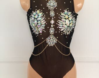Rhinestone bodysuit | Etsy