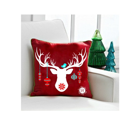 Download Buck Head ornaments Christmas Deer Pillow desgin SVG Cut file