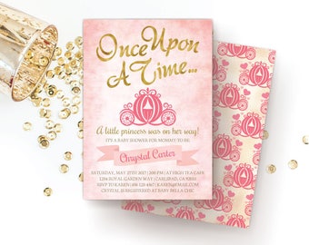 Royal Princess Baby Shower Invitation, Once Upon A Time / Storybook / Pink Baby Shower Invitations, Cinderella / Little Princess Invite