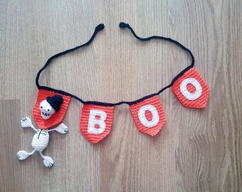 Halloween party Orange Wall decor Halloween decorations halloween garland fireplace crochet garland skeleton ornament knitted boo bunting