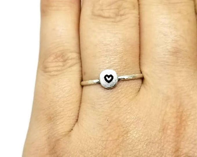 Sterling Silver Hand Stamped Symbol Ring, Custom Sterling Silver Ring, Unique Birthday Gift, Unisex Sterling Silver Ring, Gift for Her