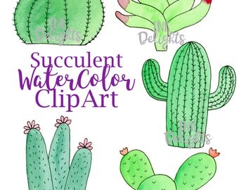 Succulent Watercolor Clipart, Commercial Use, Cactus Watercolor Clipart, Succulents Clipart, Succulent Clip Art, Cactus Clip Art, Cacti