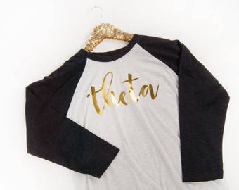 Kappa Alpha Theta, Theta Shirt, Theta Baseball Shirt, Sorority, Comfy sorority shirt, Gift for Little, Sorority gift, Theta T-shirt