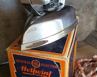 GE Hotpoint Iron, FREE SHIPPING, 1930s Value Matic Electric Iron, Electric Appliance, antique iron, General Electric Laundry Appliance