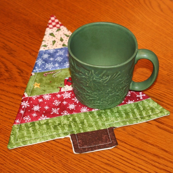 Christmas Tree Mug Rug/Fabric Coaster/Holiday Mug Rug/Teacher