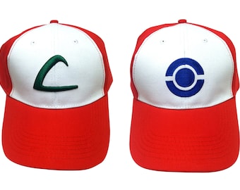 PICK a STYLE Ash Ketchum Hats From Pokemon High QUALITY Baseball Cap Trainer 3D Embroidered Original Game Go Costume Cosplay Adult White Red
