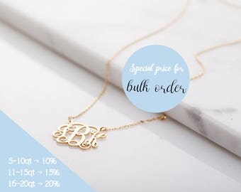 Script Monogram Necklace, Initial Necklace, Monogram Jewelry, Custom Monogram Necklace, Initial Necklace in Rose gold, Silver, Gold