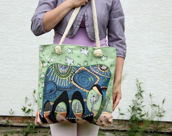 Tote bag Shoulder Bag market bag beach bag Boho Bag Tribal Bag african bag ethnic Bag african print african style Elephant bag Elephant prin