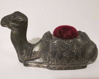 Heavy Cast Metal Resting Camel Made In Japan Pincushion
