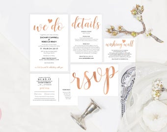 Editable wedding invitation template download, Printable wedding invitation, Rose gold wedding invitation, Rose gold wedding invites