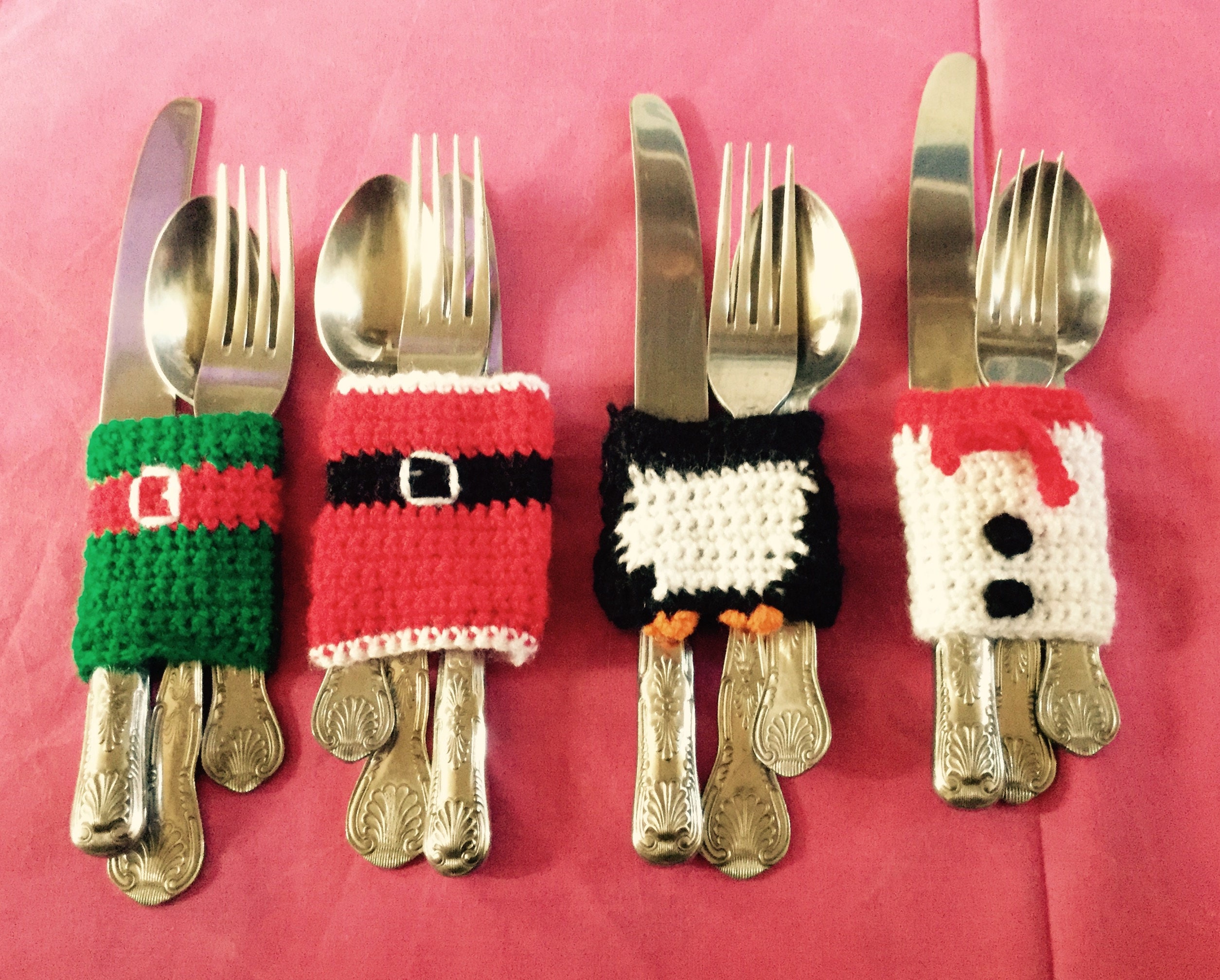 Christmas Cutlery holders handmade in crochet Christmas