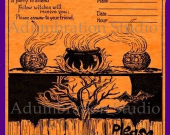 halloween invitation old fashioned halloween party invite in 2 colors witch black - Old Fashion Halloween halloween invitation old fashioned halloween party invite in 2 colors witch black - Old Fashion Halloween