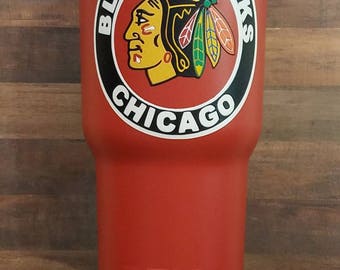 Chicago Blackhawks Tumbler (powder coated 30 or 20 oz) - FREE SHIPPING