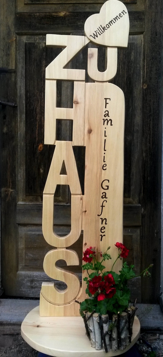 Zu Haus Home Dahoam Stele Herzlich Willkommen Holz Deko