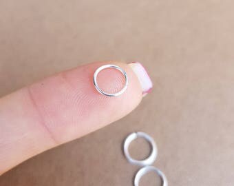 18g Sterling silver nose hoop 22g nose ring, Silver small hoop earrings for cartilage, Hoops tiny thin helix earring, 20g 10mm 8mm 6mm hoops