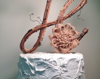Letter H Twig Topper Cursive Grapevine Rustic Cake Letter H Twig Topper Cursive Grapevine Rustic Cake