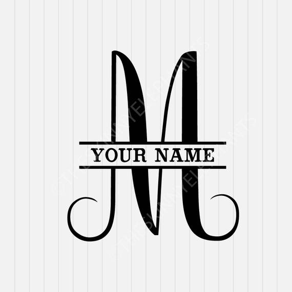 M Split Monogram SVG Split letter M Svg Divided Initial