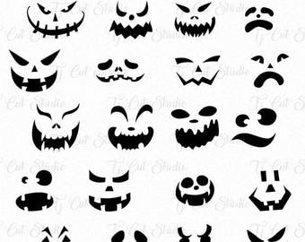 Pumpkin Faces Svg, Halloween, Pumpkin Faces Silhouette, Halloween Vector Files for Silhouette Cameo or Cricut Commercial & Personal Use.