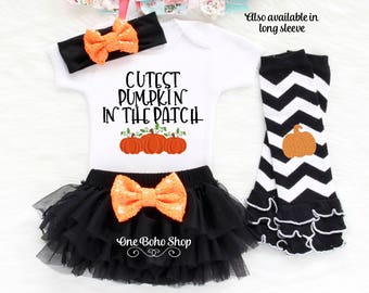 Baby Halloween Costumes Girl, Cutest Pumpkin In The Patch, Baby Halloween Outfit, Baby First Halloween Outfit, Baby Halloween Costume