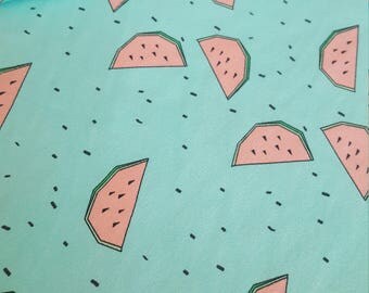 Watermelon Print Cotton Jersey Fabric, Mint, Kids and Baby Fabric, Sold by half metre. UK Seller