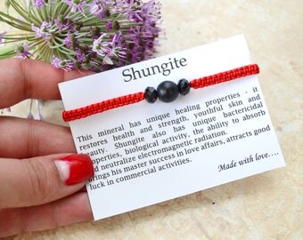 Good luck bracelet Shungite bracelet Women bracelet Red String Bracelet Energy bracelet Crown chakra Macrame bracelet Red bracelet
