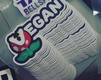 Mario Piranha Plant Powered - Vegan Sticker - 3.5 " x 1.7 " (1 sticker)
