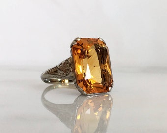Antique Unique Victorian 14K Gold Citrine Ring late 1800s