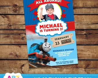 Thomas the Train Invite, Thomas the Train Birthday Invitations, Digital Printable Party Invite, Personalized Thomas Printable Card - AIS-26