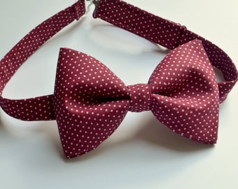 Burgundy Bow Tie, Men's Bow Ties, Boys Bow Ties, Polka Dots Bow Ties, Maroon Bow Ties, Kids Bow Tie, Clip Bow Tie, Toddler Bow Tie