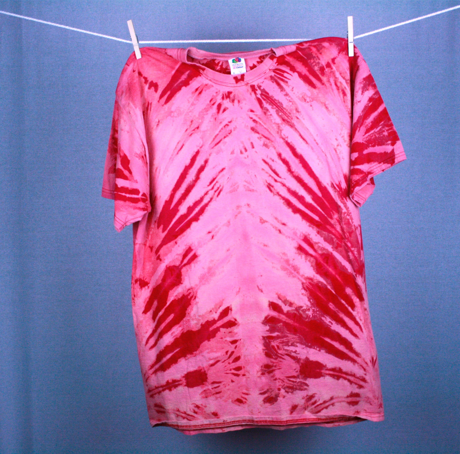 bleach tie dye on red shirt