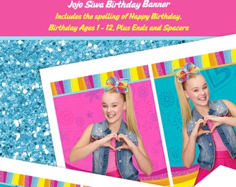 JoJo Siwa Birthday Banner - Matches Party Invitation - Printable File, Instant Download