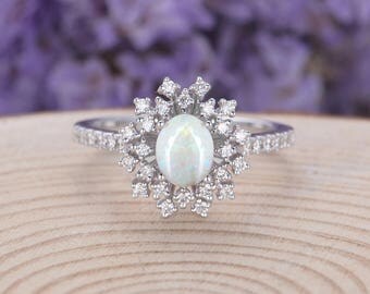 Opal flower ring | Etsy