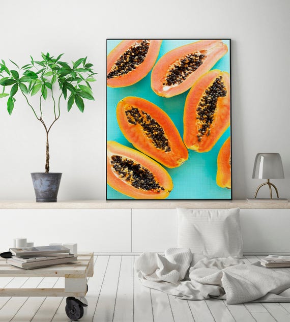 Papaya Large Poster Papaya Kitchen Wall Art Decor Printable