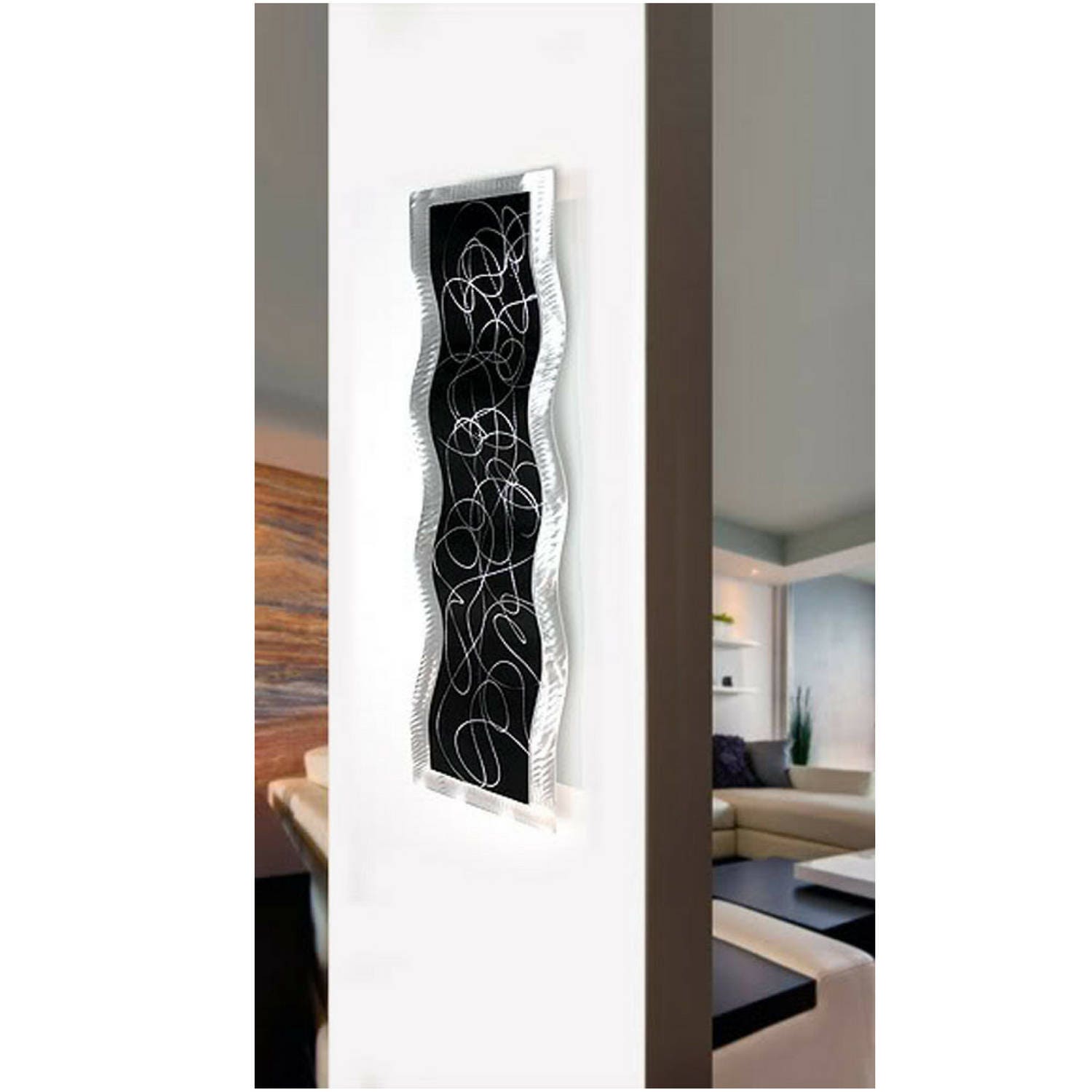 Black & Silver Abstract Metal Wall Accent Contemporary Wall