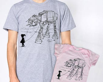 First Father's day gift, new dad gift, my star wars ATAT pet father daughter matching set, daddy's girl, dad matching, baby onesie bodysuit