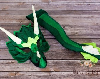 Viridian the Green Dragon Mask for Costume or Pretend Play