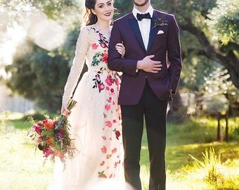 The Floral Fantasy Lace Wedding Dress/Gown Blush/Beige/Champagne/Tulle Bridal Separates