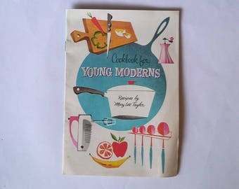 Vintage 1957 Cooking for Young Moderns bookbook by Mary Lee Taylor for Pet Milk Co. with adorable Mid-Century Modern illustrations