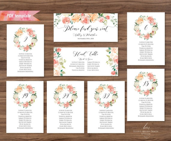 Seating Chart Cards Template