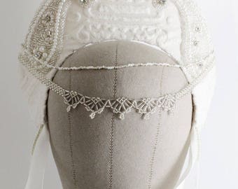 Ready to Ship Miyu Decay OOAK White Brocade Kokoshnik Headdress