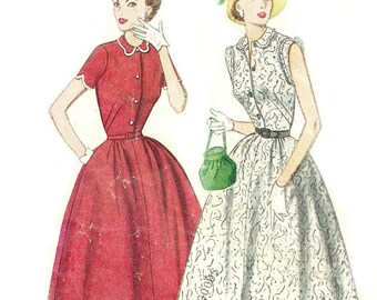 Misses' One Piece Dress Front Button Bodice Bust 32 Simplicity 4228 Size 14