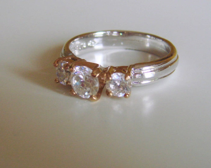 Uncas Size 12 Cubic Zirconia Cocktail Ring / Designer Signed / Signed S. P. Lind / Vintage Jewelry