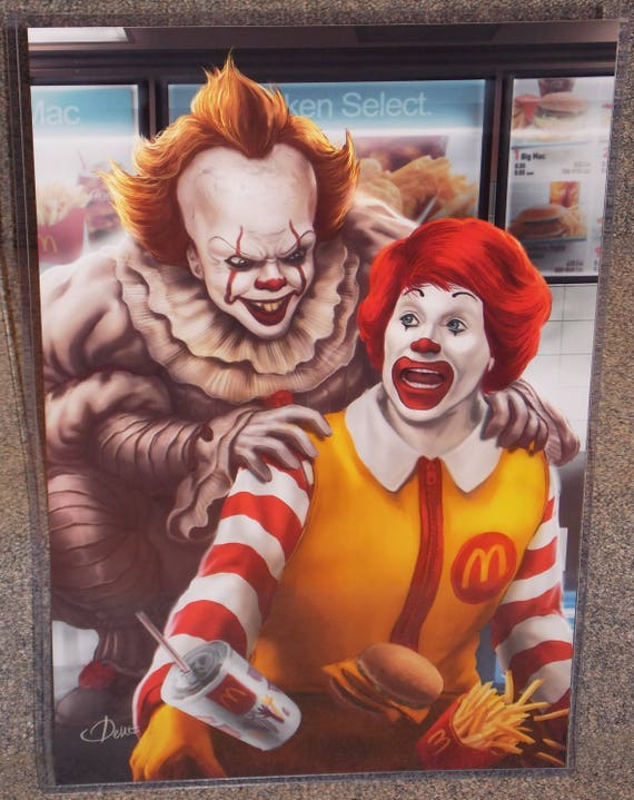 IT Pennywise vs Ronald McDonald Glossy Art Print 11 x 17 In