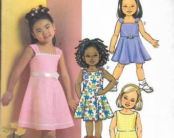 2006 Butterick 4718 Girl's Dress Sewing Pattern Size 6-7-8 Breast 25"-26"-27" UNCUT