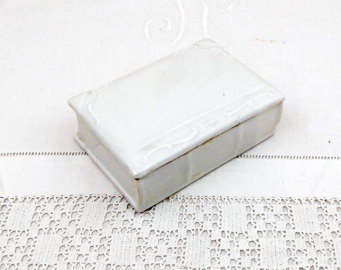 Antique White Porcelain Book Shaped Box, French Wedding Bone China Porcelaine de Paris Jewelry Container, Shabby Chateau Farmhouse Decor