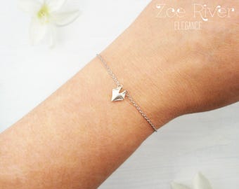 Choose silver or gold dainty fox bracelet. Tiny fox face bracelet. SIlver fox bracelet. Gold fox bracelet.