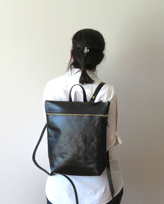 Leather Backpack Black Leather Backpack purse Travel Bag